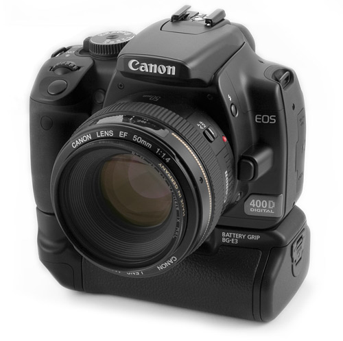 Canon 400D met battery grip