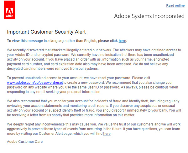 Adobe alert