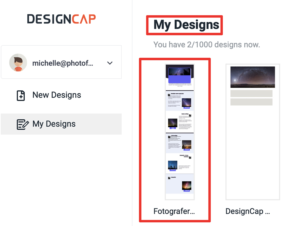 DesignCap My Designs