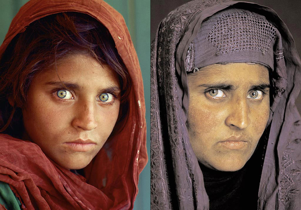 Afghan girl in 1985 and in 2002