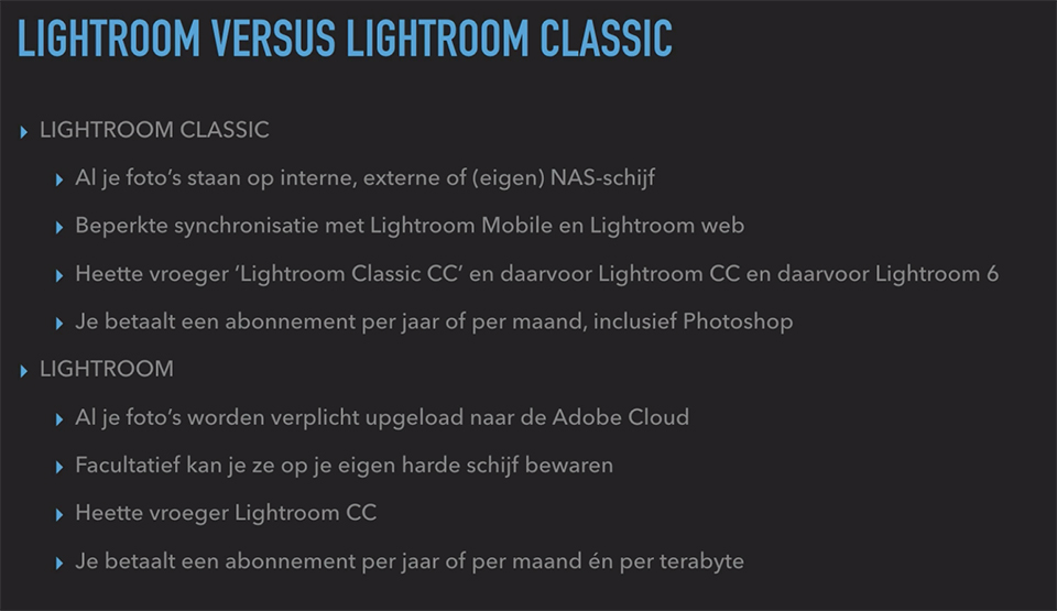 Lightroom versus lightroom classic