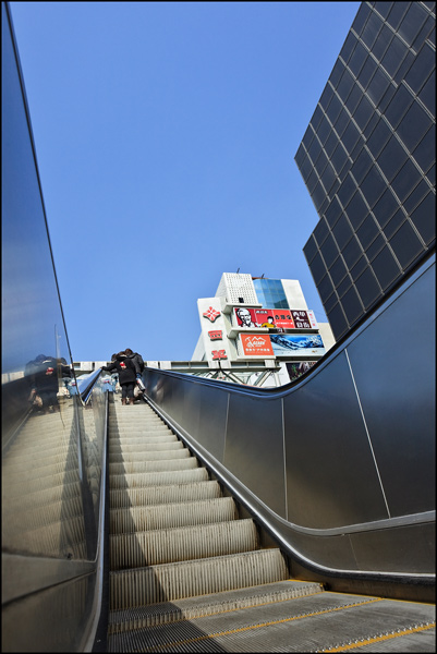 Escalator seen from low angle