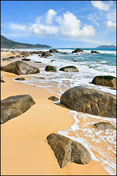  Tropical beach with rocks in Sanya, Hainan Island