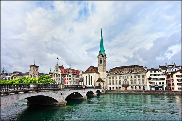 Zurich old town seen from the river