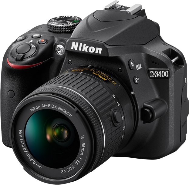Nikon dslr d3400 black 18 55 vr front left  original