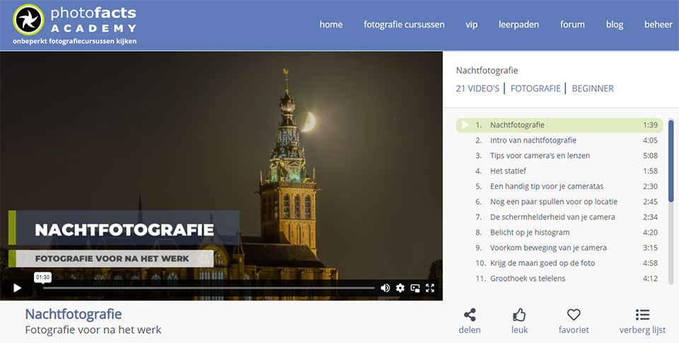 Cursus nachtfotografie