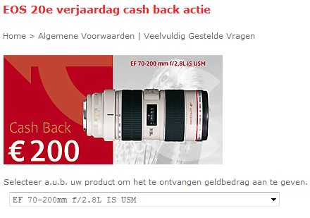 Canon Cashback actie