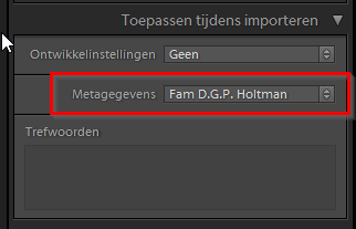 Import Metagegevens Import Metagegevens
