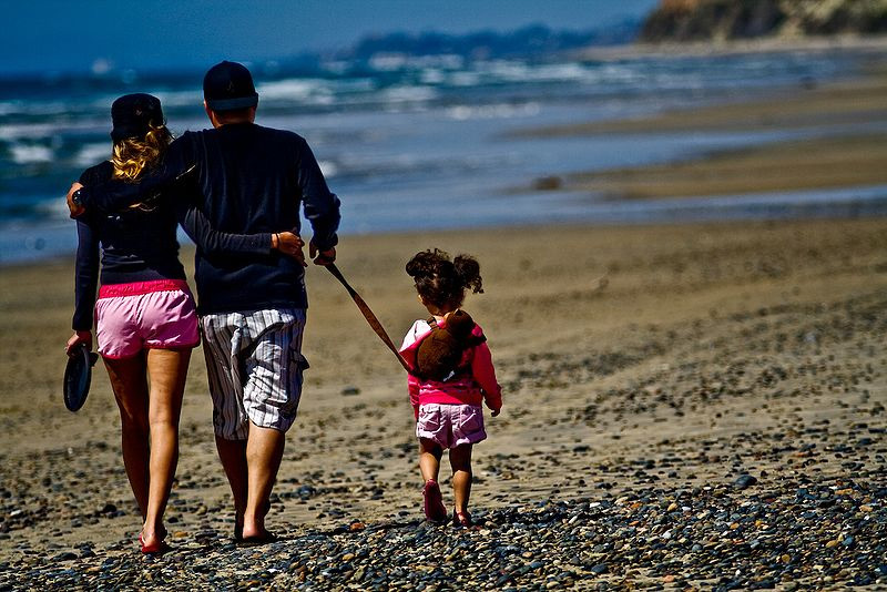 Family on beach