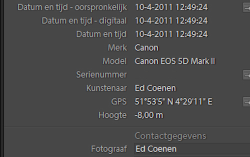 Doel: zichtbare info in Lightroom Doel: zichtbare info in Lightroom