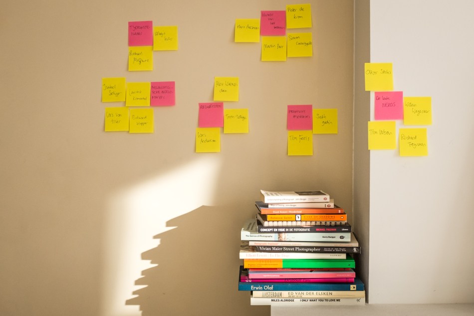 Post its aan de muur