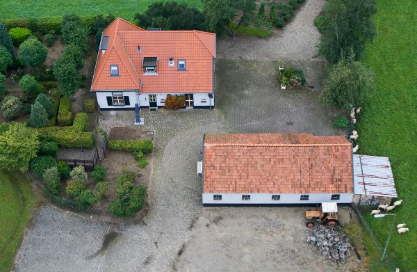 Luchtfoto van een boerderij Boerderij luchtfoto