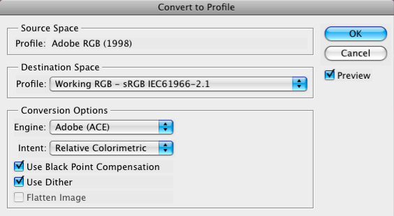 Omzetten naar sRGB IEC61966-2.1