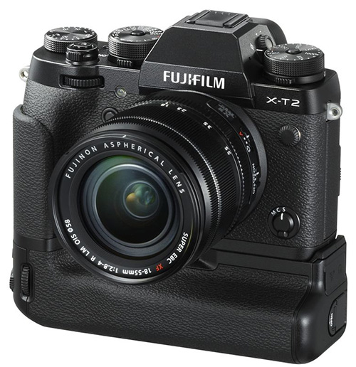 Fujifilm X-T2 met grip Fujifilm X-T2 met grip