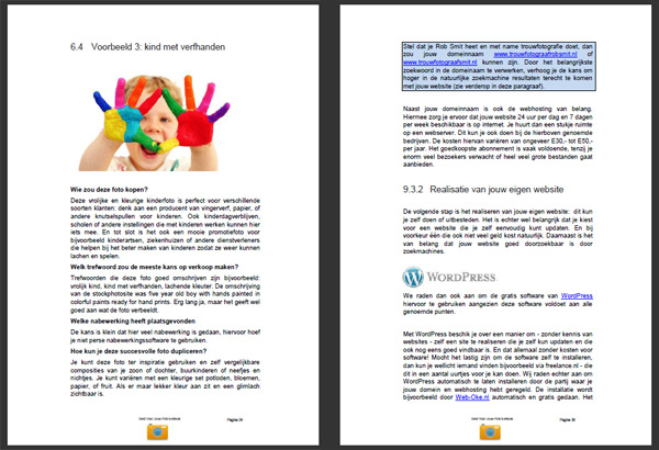 Twee pagina's uit het eBook Geld voor je Foto's Geld voor je Foto's