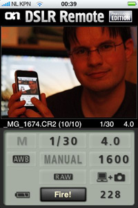 Screenshot Ononesoftware iPhone DSLR remote