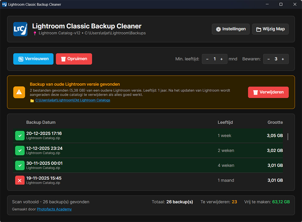 Lightroom Classic Back-up Cleaner