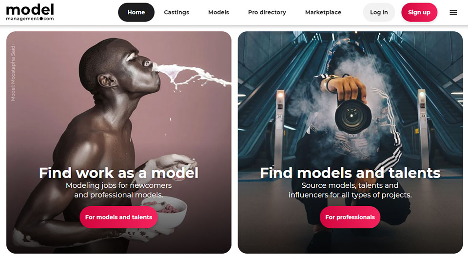 Modelmanagement.com homepage Modelmanagement.com homepage