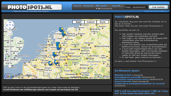 Photospots.nl - screenshoot Photospots.nl
