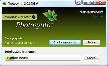 Photosynth aanmaken in actie Photosynth aanmaken in actie