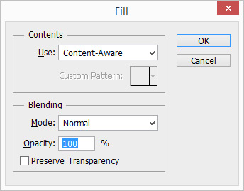 Photoshop: content aware opvullen Ps content aware