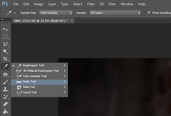Photoshop ruler tool Ps ruler tool
