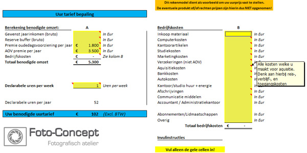Rekenmodel voor fotografen Rekenmodel voor fotografen