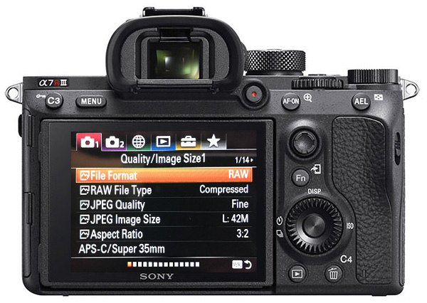 Sony a7r mark III - menu