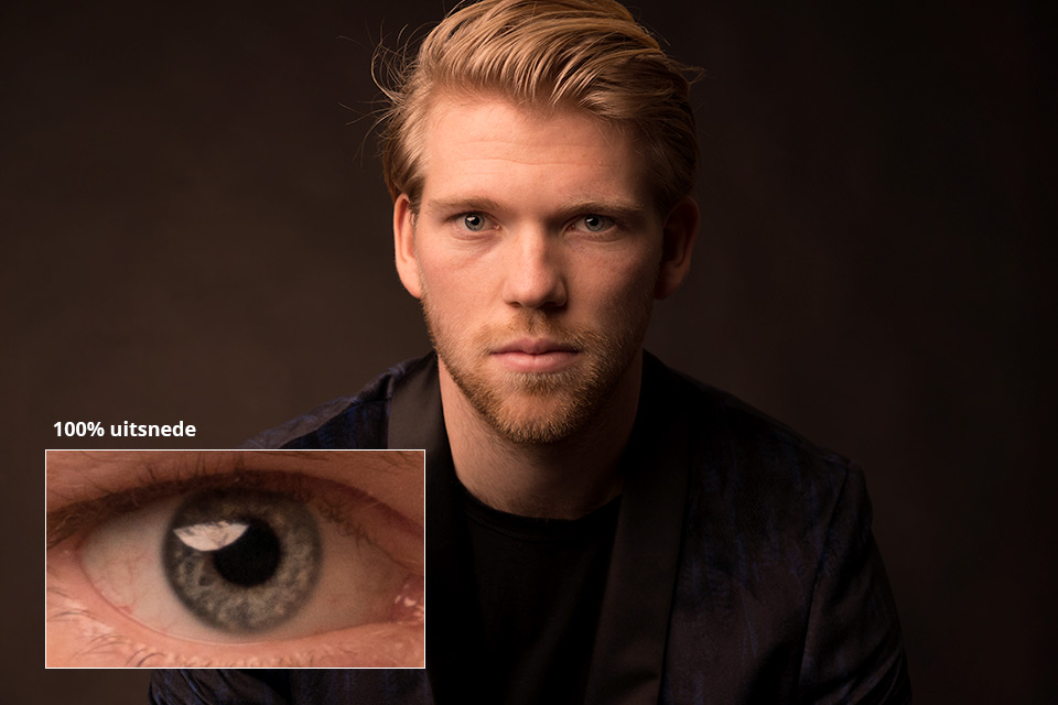 Stef geschoten met de Sony a7r mark III - uitsnede oog op 100% Stef geschoten met de Sony a7r mark III - uitsnede oog op 100%