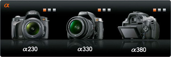 Sony Alpha 230, Alpha 330 en Alpha 380