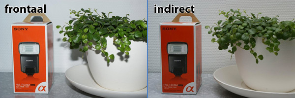 Frontaal geflitst (links) en indirect (rechts) Frontaal geflitst (links) en indirect (rechts)