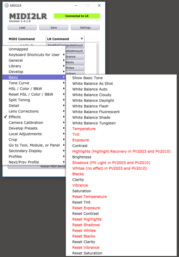 Midi2LR window2