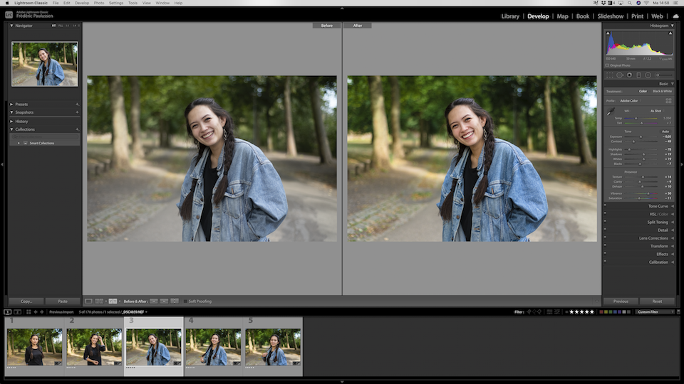 Voor en na bekijken in Adobe Lightroom Voor en na bekijken in Adobe Lightroom