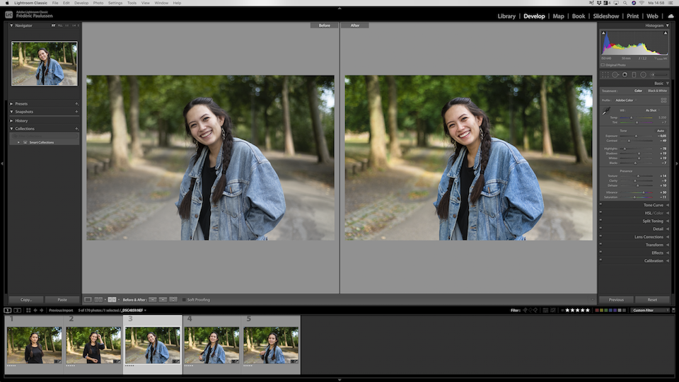 Voor en na bekijken in Adobe Lightroom