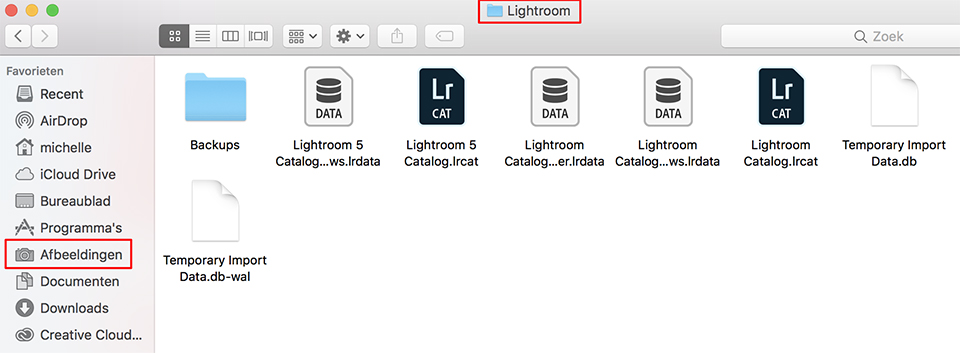 Lightroom catalogi in Afbeeldingen/Lightroom