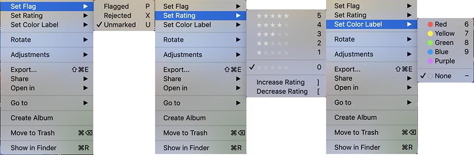 Luminar set ratings flag color label Luminar set ratings flag color label