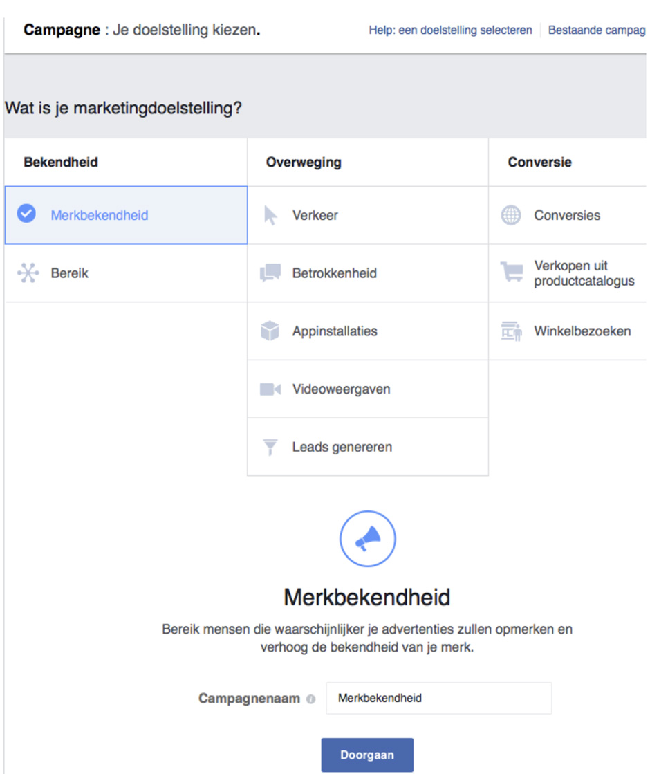 Advertentie doelstellingen Advertentie doelstellingen