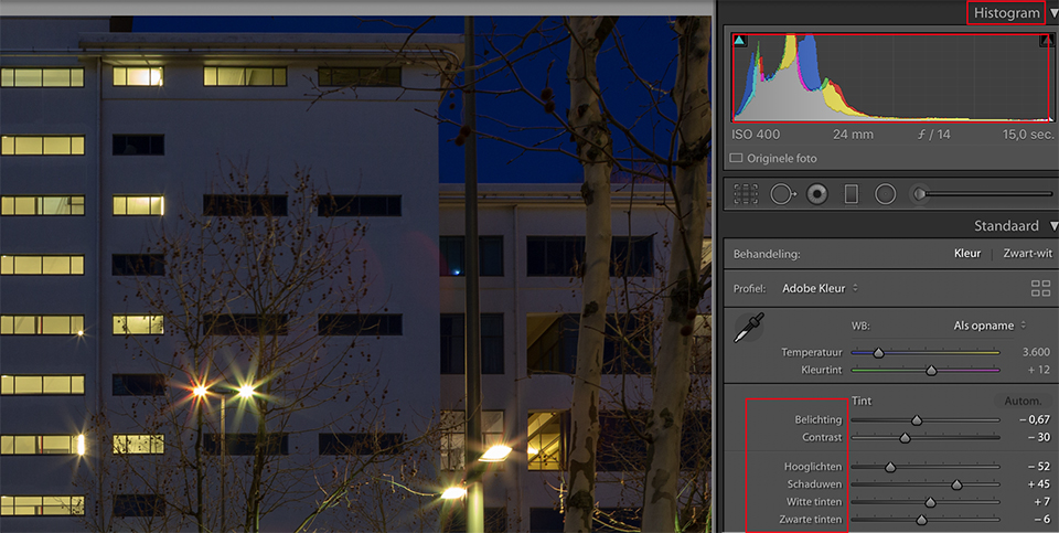 Lightroom classic cc belichting histogram