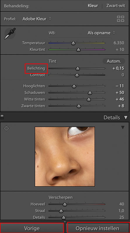 Lightroom - gedoseerder resetten Lightroom - gedoseerder resetten