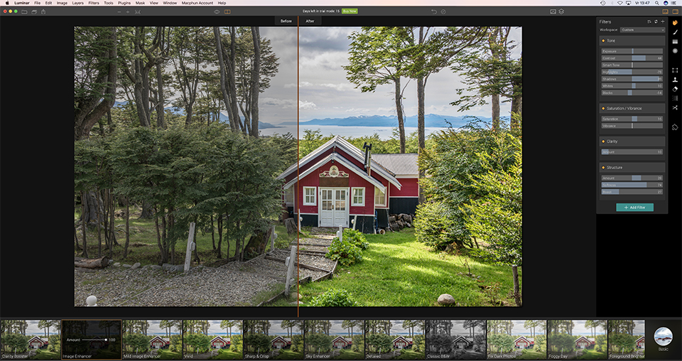 Luminar openingsscherm Luminar openingsscherm