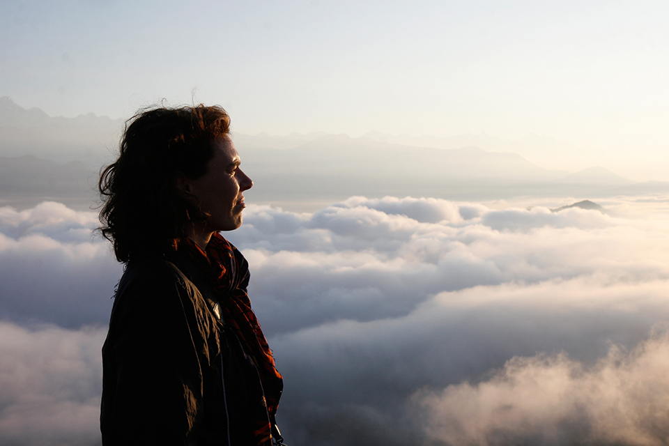 Nepal sunrise low fog