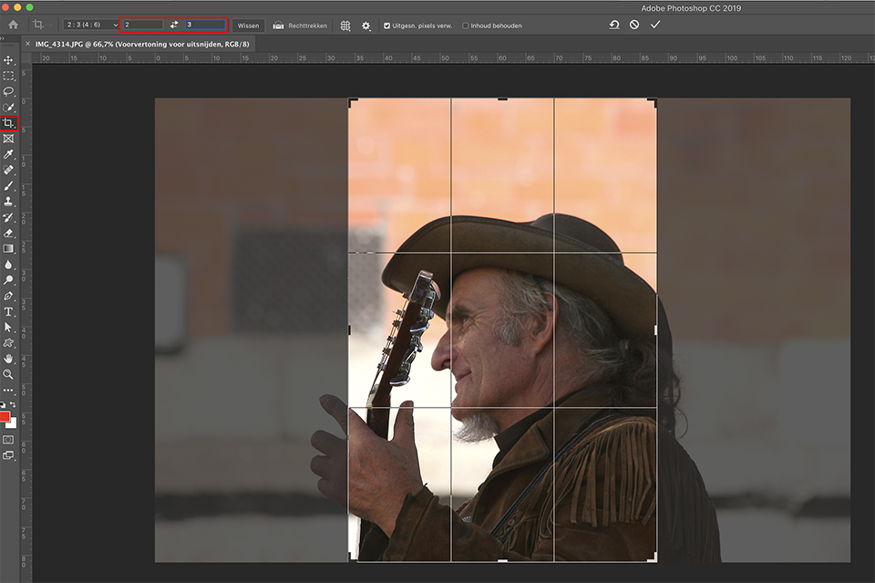 Photoshop croppen horizontaal naar verticaal 2n