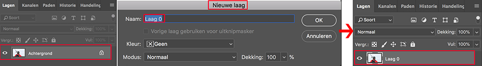 Photoshop van achtergrond laag maken