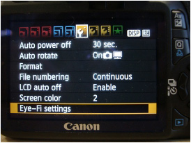 Eye fi settings a Eye fi settings a