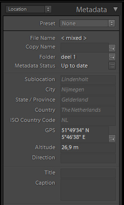 Plaatsbepaling in Lightroom Plaatsbepaling in Lightroom