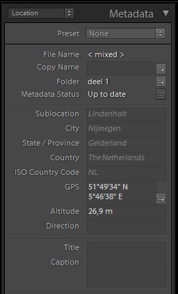 Plaatsbepaling in Lightroom