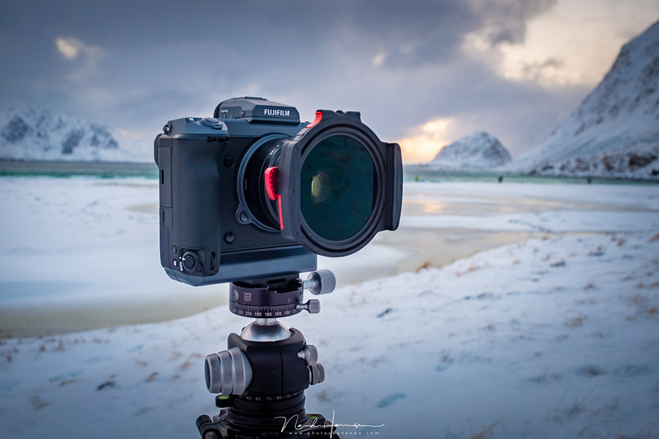Met de Fujifilm GFX 100 (beschikbaar gesteld door Cameraland.nl) en het Haida M10 filtersysteem op Lofoten, Noorwegen
