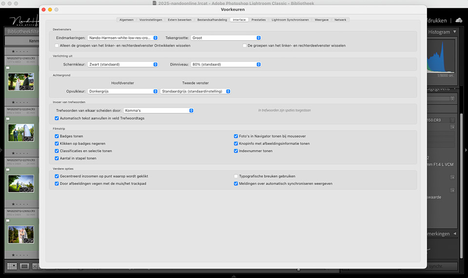 Nando lrc voorkeuren interface