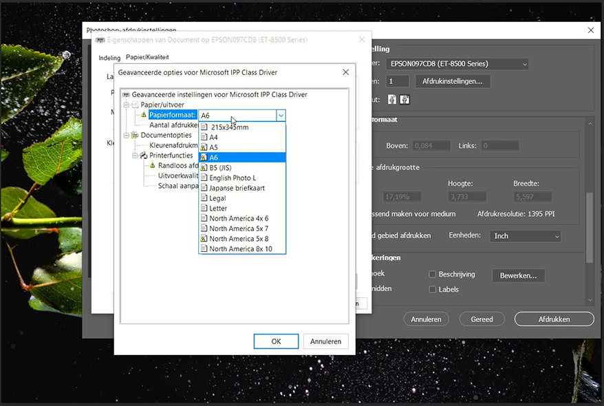 Nando screenshot epson ecotank et8500 printerinstellingen