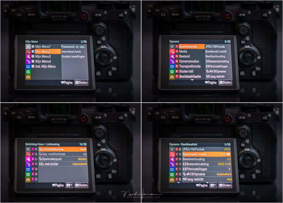 Nando sony a1 menu impressie